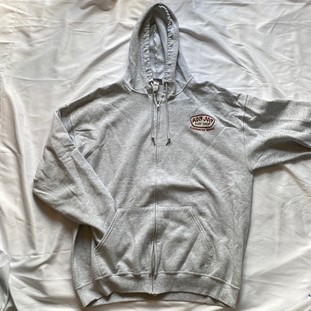Extra large Ron Jon surf shop zip up hoodie grey